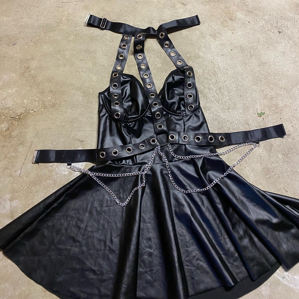 Pu leather dress